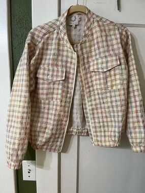 O’Neill Cream Plaid Bomber Jacket